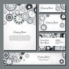 Vintage clock banner background set