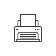 Printer line icon, outline vector logo illustration, linear pictogram isolated on white