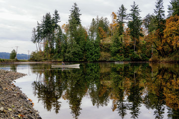 Fall Color in Washington State with Seasonal Trees and a Lake