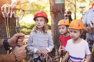 Instruction on the ropes before entering the route