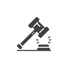 Law symbol. Gavel icon vector, solid logo illustration, pictogram isolated on white