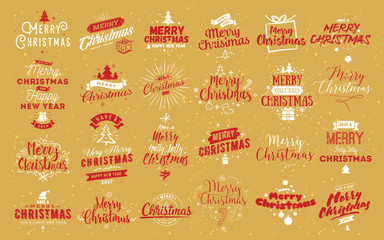 Merry Christmas typographic emblems set.