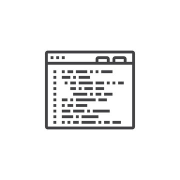 programming code line icon, outline vector logo illustration, linear pictogram isolated on white