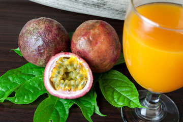 Passion fruit fresh and  Passion fruit juice