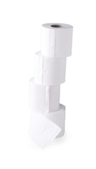 simple roll of toilet paper on the  white