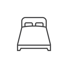 double bed line icon, outline vector logo illustration, linear pictogram isolated on white