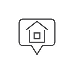 Home location line icon, outline vector logo illustration, linear pictogram isolated on white