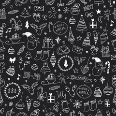 Sketchy Christmas seamless pattern