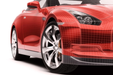 Plakat Just a red car (wireframe)