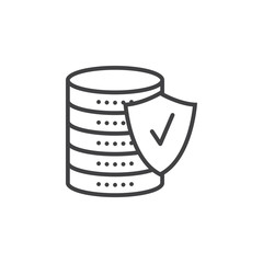 Data storage protection line icon, outline vector logo illustration, linear pictogram isolated on white