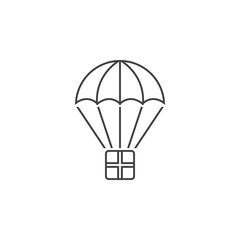 delivery service symbol. package with parachute line icon, outline vector logo illustration, linear pictogram isolated on white