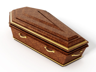 Coffin isolated on white background. 3D illustration