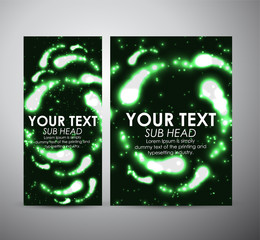 Abstract green digital flare frame. Brochure business design template or roll up. 