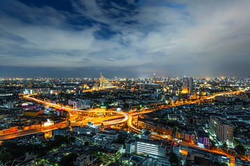 Fototapeta na wymiar Bangkok Expressway and Highway top view, Thailand