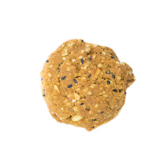 Oatmeal cookies with nuts and sesame seeds isolated on white bac