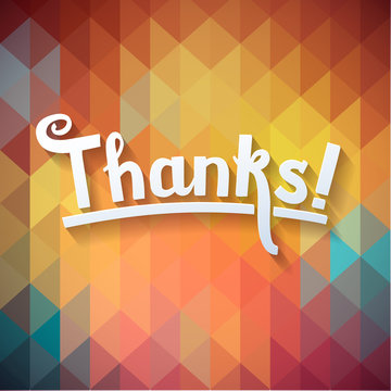 Thank you card on colorful magic geometric background. Gratitude  for different occasions.