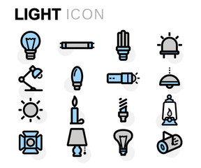 Vector flat line light icons set