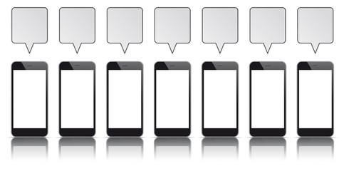 7 Black Smartphones Quadratic Speech Bubbles