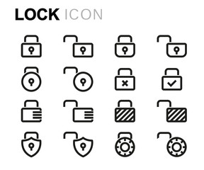 Vector black line locks icons set