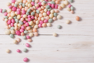 candies on a wooden background