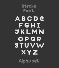 Alphabet. English Sloppy Fat Stroke Font Letters. Capital Bold 