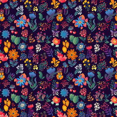 Flowers seamless pattern decorative vector card illustration