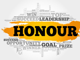Honour word cloud collage, business concept background