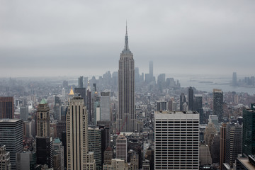 Fototapeta na wymiar Manhattan view on cloud day