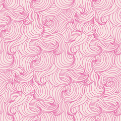 Colorful hand drawn wavy curls doodle repeated background. Vector illustration.