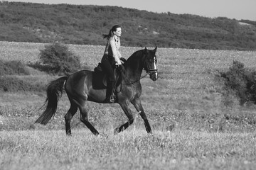 Enjoying horseback riding in nature