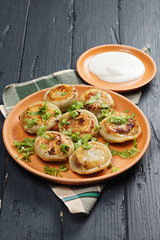 Plate of fried dumplings