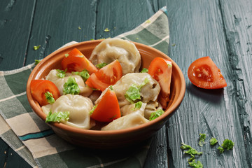 Steamed dumplings with tomato