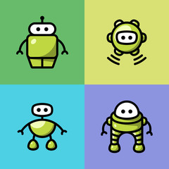 Collection of different cute vector robots
