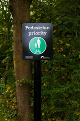 Obraz premium Pedestrian priority sign, installed by Canal & Rivers Trust.