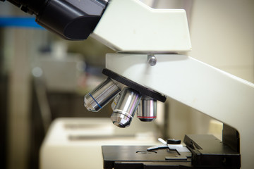 Laboratory Microscope. Scientific research background.