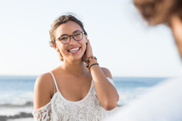 Young woman at sunset