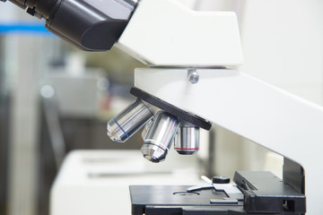 Laboratory Microscope. Scientific research background.