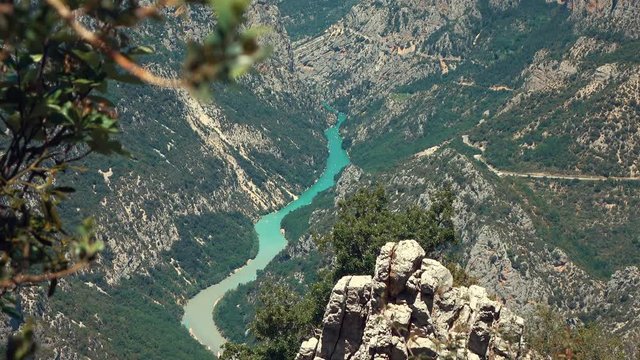 Panorama of a river canyon in France, les Gorges du Verdon