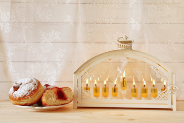 Selective focus image of jewish holiday Hanukkah