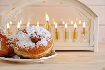 Selective focus image of jewish holiday Hanukkah