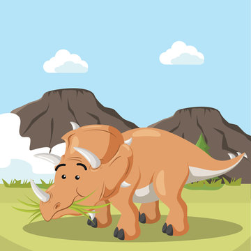 Triceratops Eating Grass