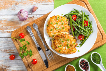 Chicken breast. cheese and onion ground  fritters