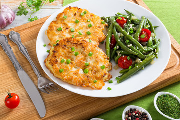 Chicken breast. cheese and onion chopped  cutlets
