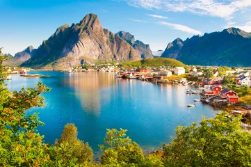 Deurstickers Scandinavië Lofoten eilanden landschap in Noorwegen
