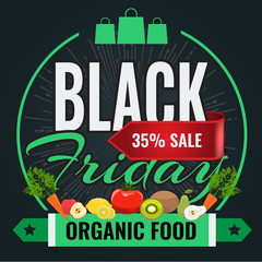 Black Friday sale inscription design banner template for organic food