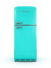 Retro fridge isolated on white background 3D rendering