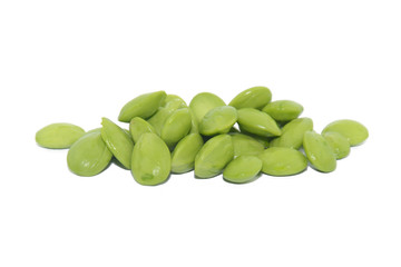 Sato seeds, Parkia speciosa seeds or bitter bean isolated on whi