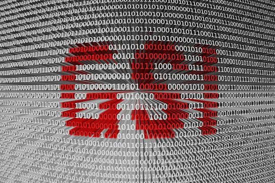 GSI in the form of binary code, 3D illustration