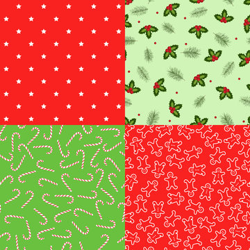 Set seamless pattern merry christmas