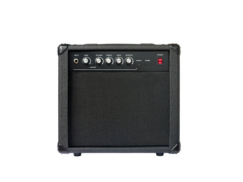 Small guitar amplifier isolated on white background